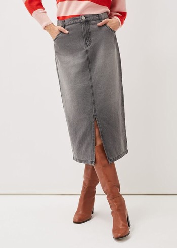 Phase Eight Aubrey Denim Skirts Grey Australia | YW9037841